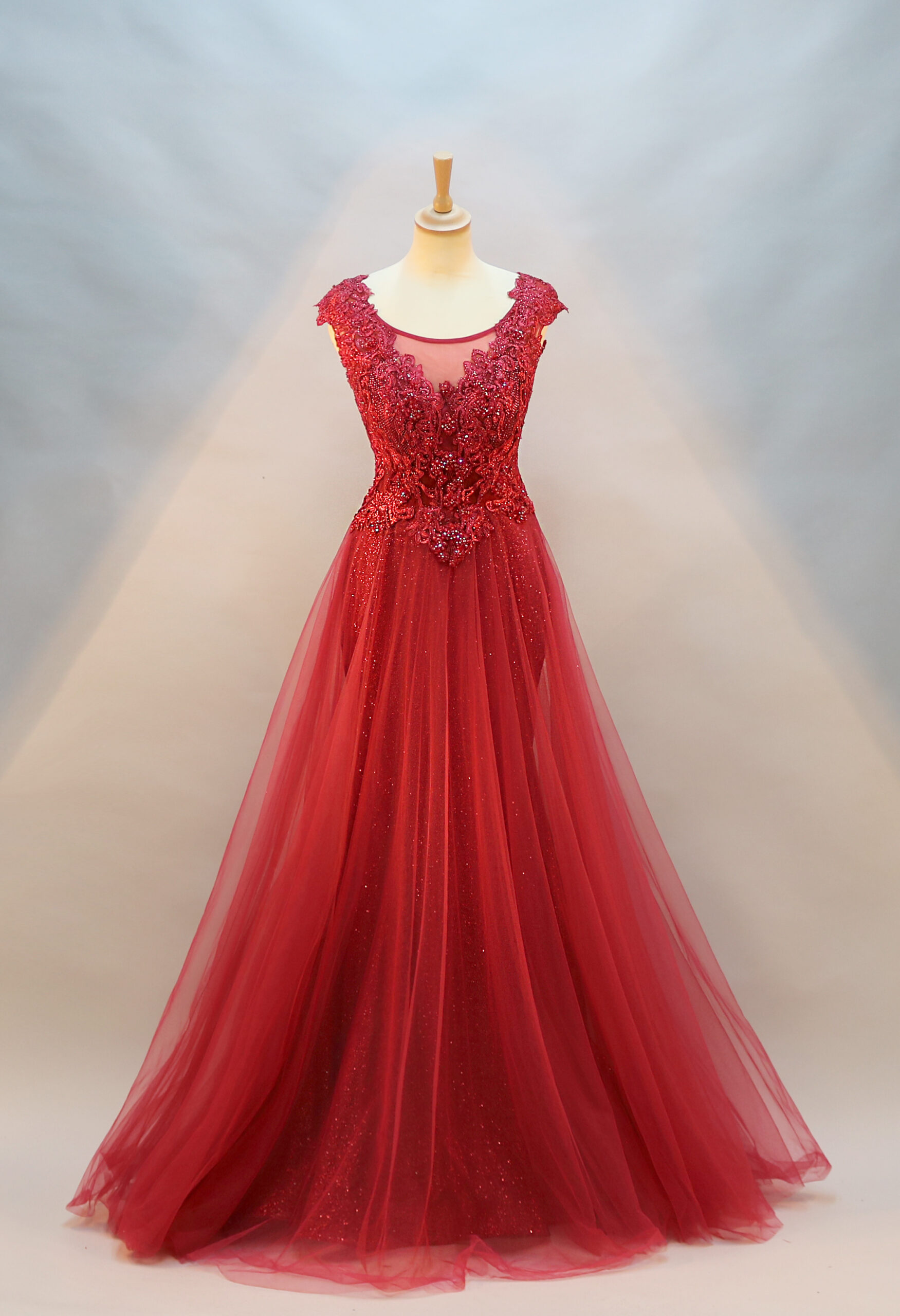 Elegant Evening Gown with Floral Embellished Bodice - TL-52