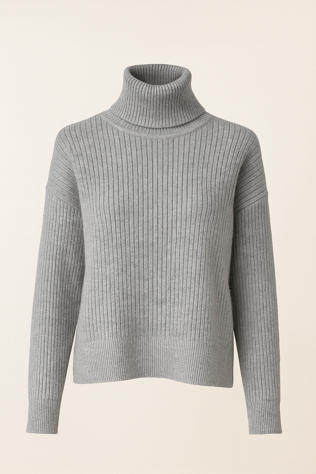 Ribbed Turtleneck Knit Sweater