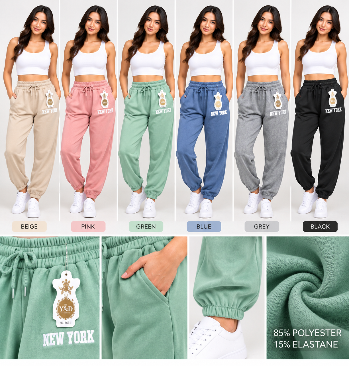 Y&D New York Women's Cuffed Jogger Pants – HL-8631
