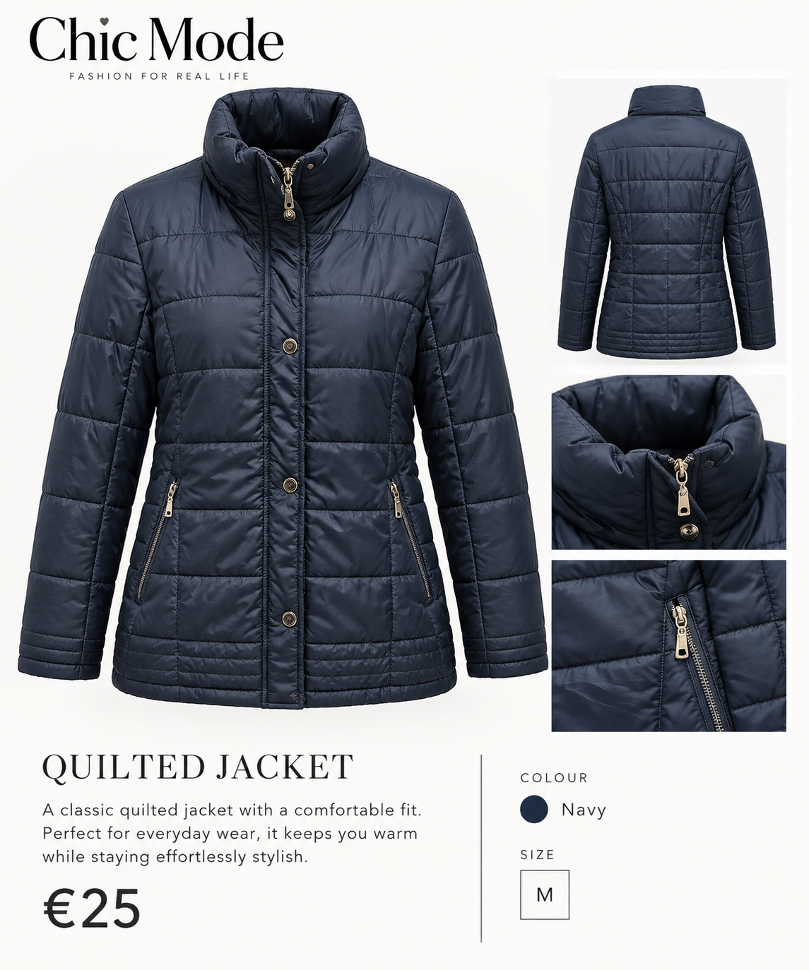 Navy Quilted Jacket