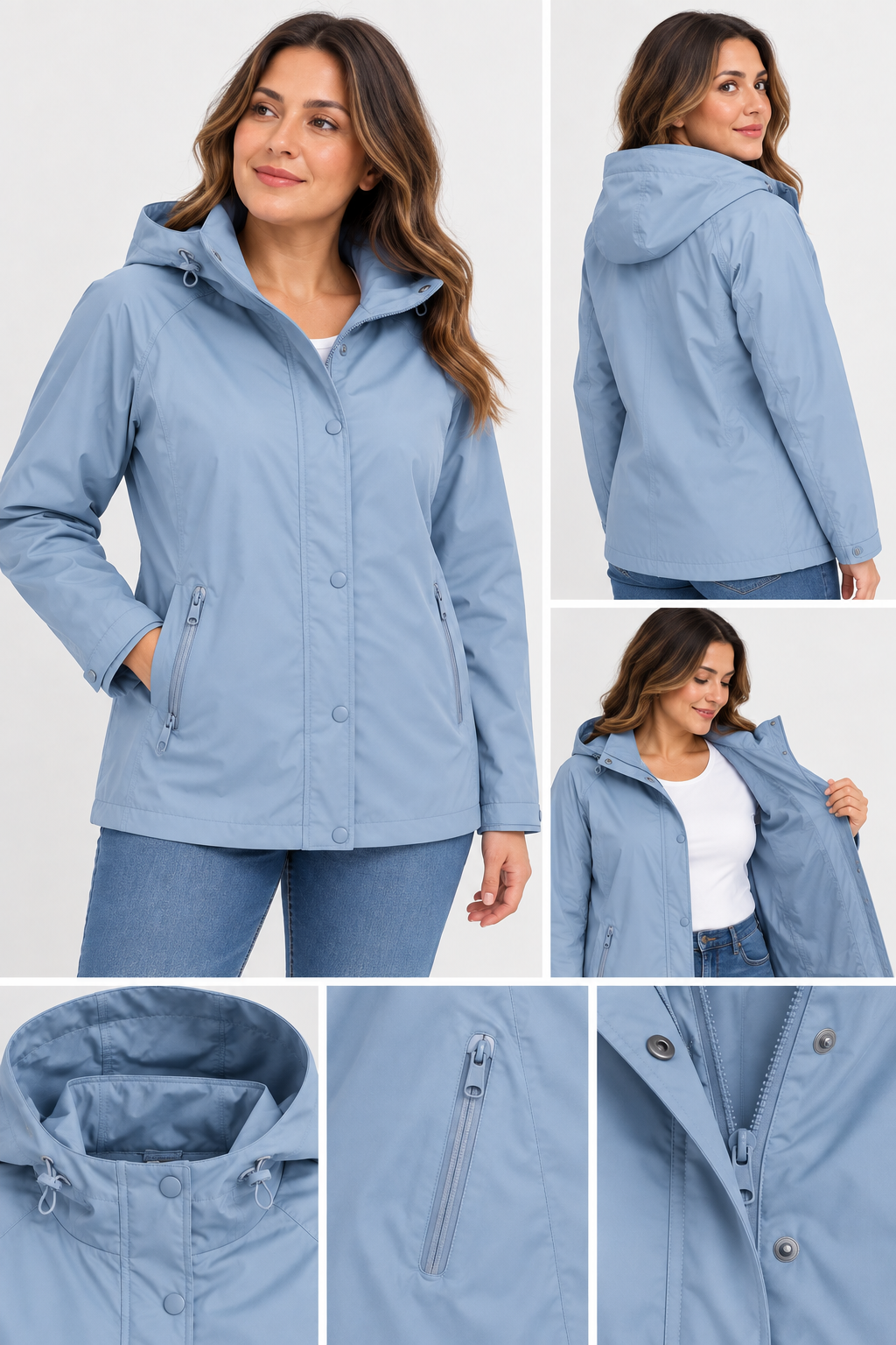 Light Blue Hooded Jacket - Regular Fit