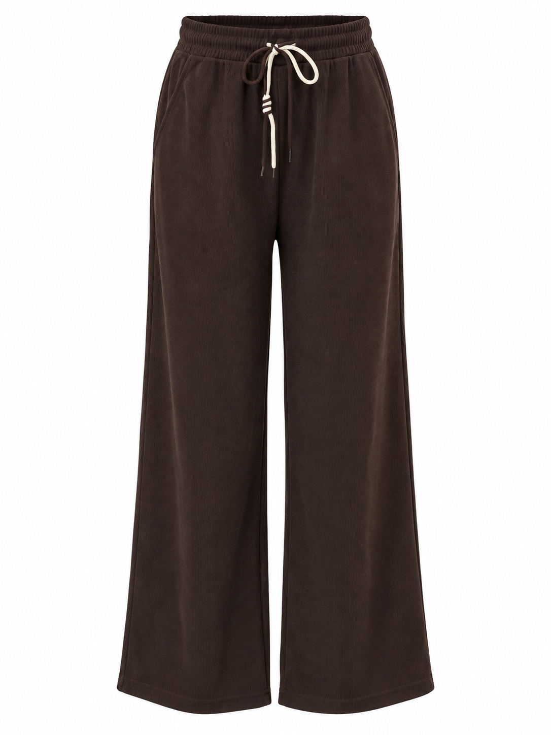 Women's Highly Stretchable Ribbed Wide-Leg Drawstring Trousers – 5 Colours